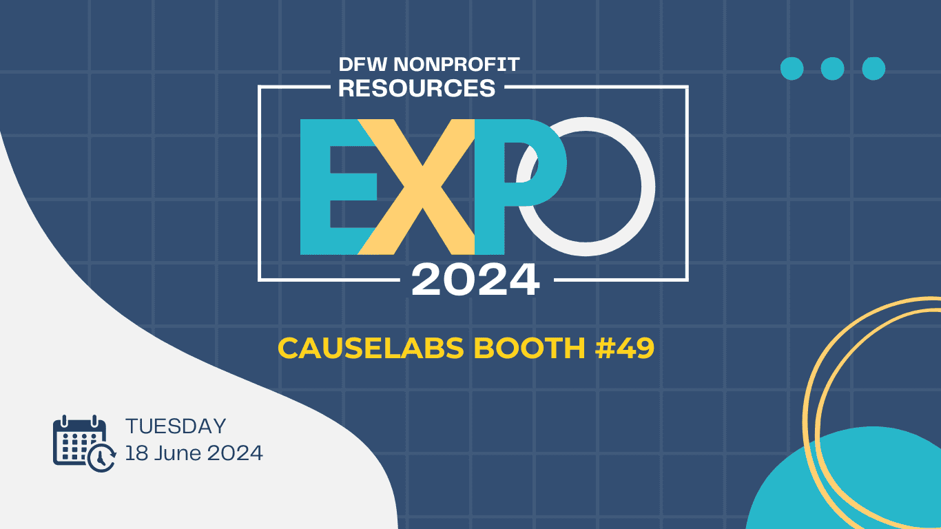 CauseLabs Sponsors DFW Nonprofit Resources Expo. Event banner to visit booth #49.