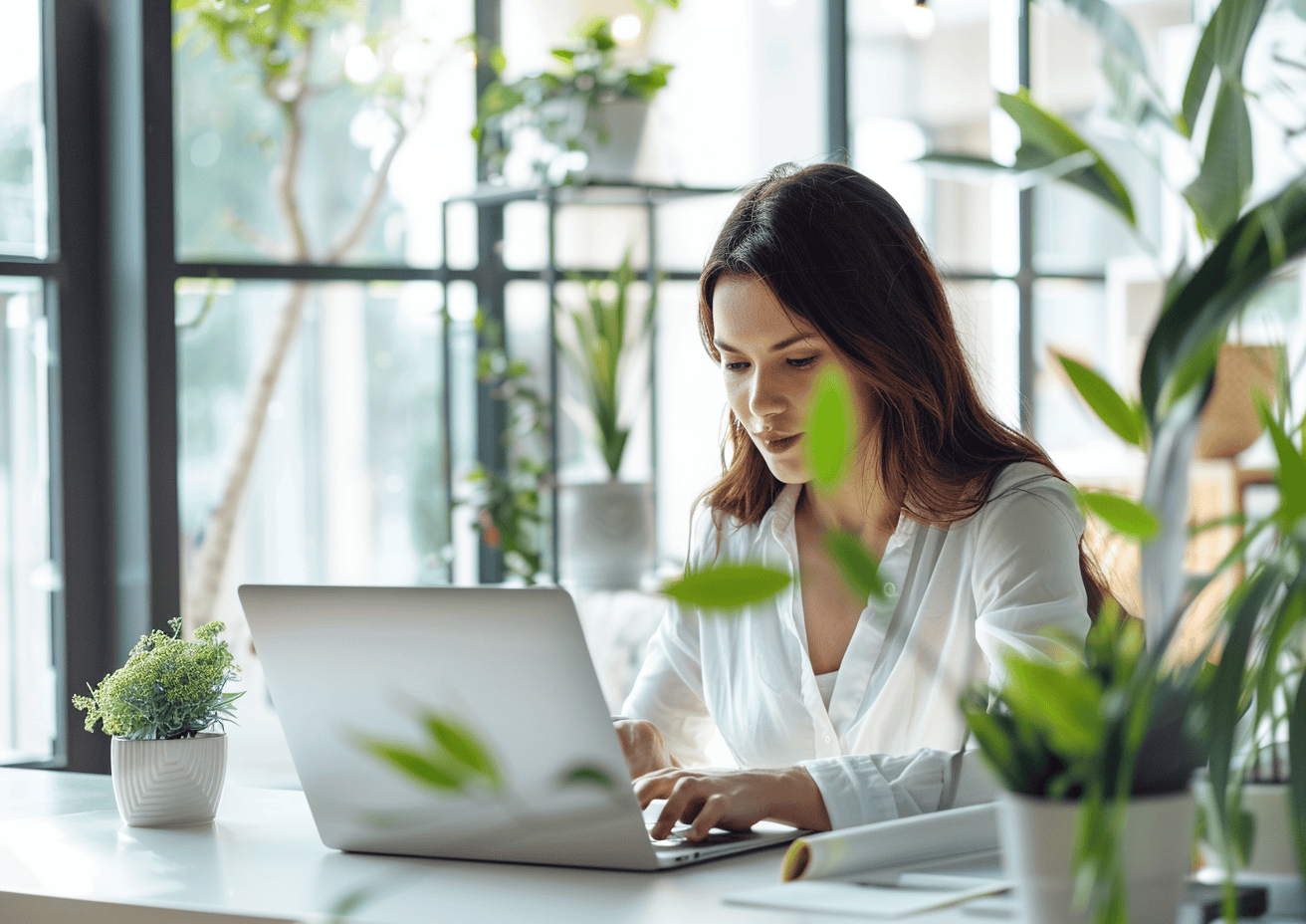 A professional woman in a clean modern office. Featured image for the post: How Do Website Care Plans Keep Your Website in Top Shape?