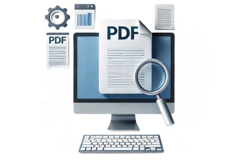 An illustration of an optimized PDF on a computer screen.